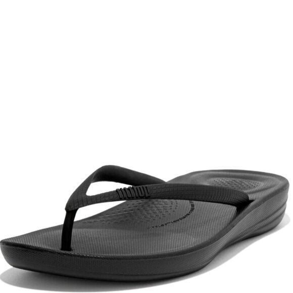 FitFlop Women's iQushion Rubber Flip-Flips, All Black, 7 - Picture 1 of 1
